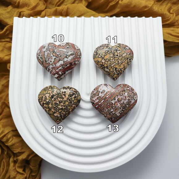 Leopard Skin Jasper Heart Crystal Carving Strength Crystals - Picture 9 of 9
